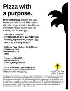 Pizza with a Purpose Fundraiser for Child Success Foundation
